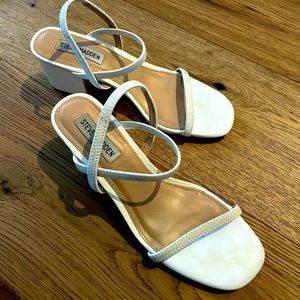 Steve Madden Inessa White Sandal Block Heel